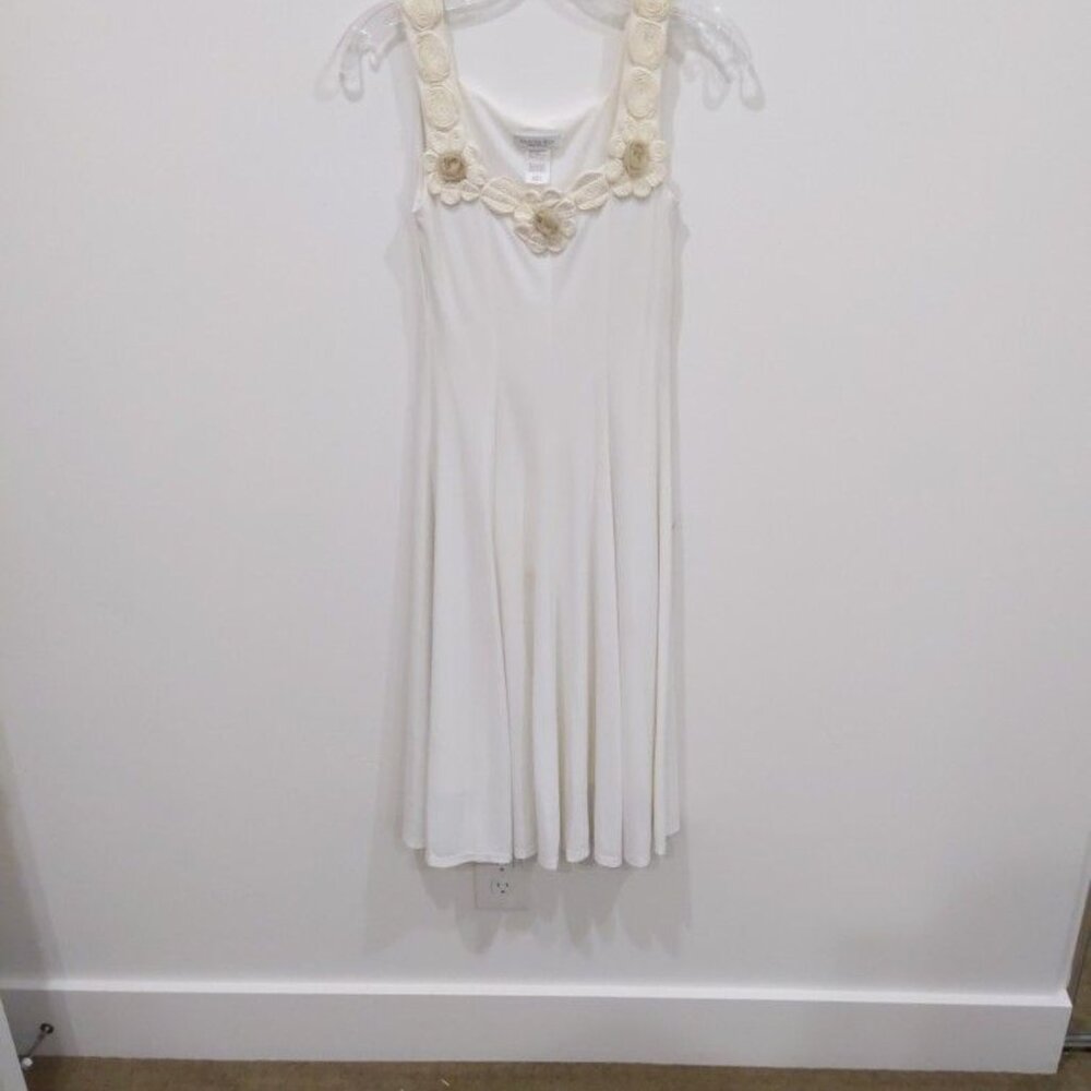 SHARON MAX Size Small Off-white Floral Summer Cocktail Party Dress